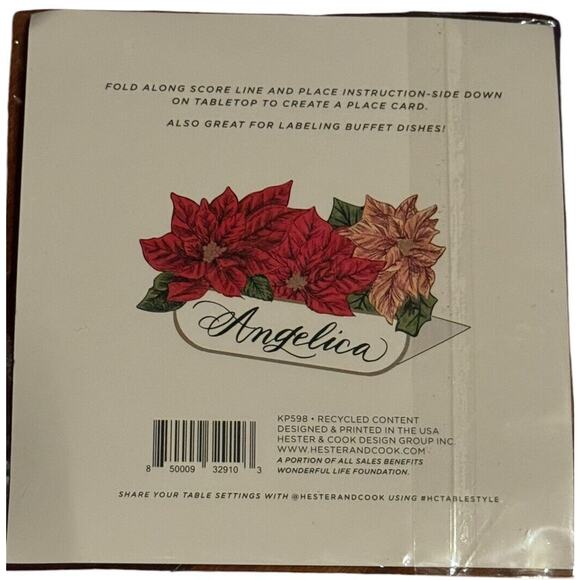 Poinsettia Place Cards New Hester & Cook NEW Christmas Party 12 Buffet Markers - Picture 2 of 4